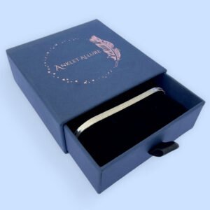 Thick silver snake chain anklet in a blue Anklet Allure jewellery box.